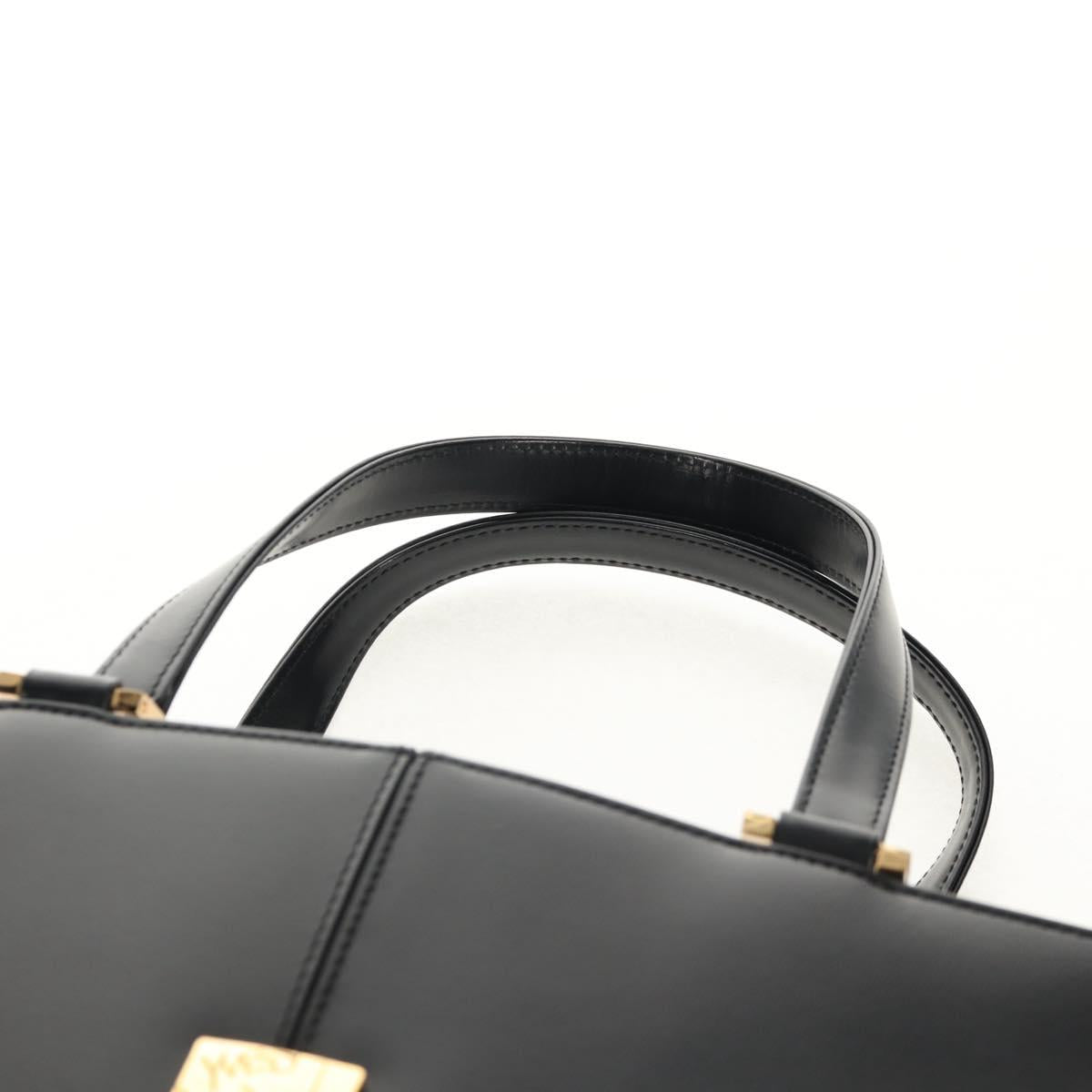SAINT LAURENT Hand Bag Leather Gold Black Auth 148653V