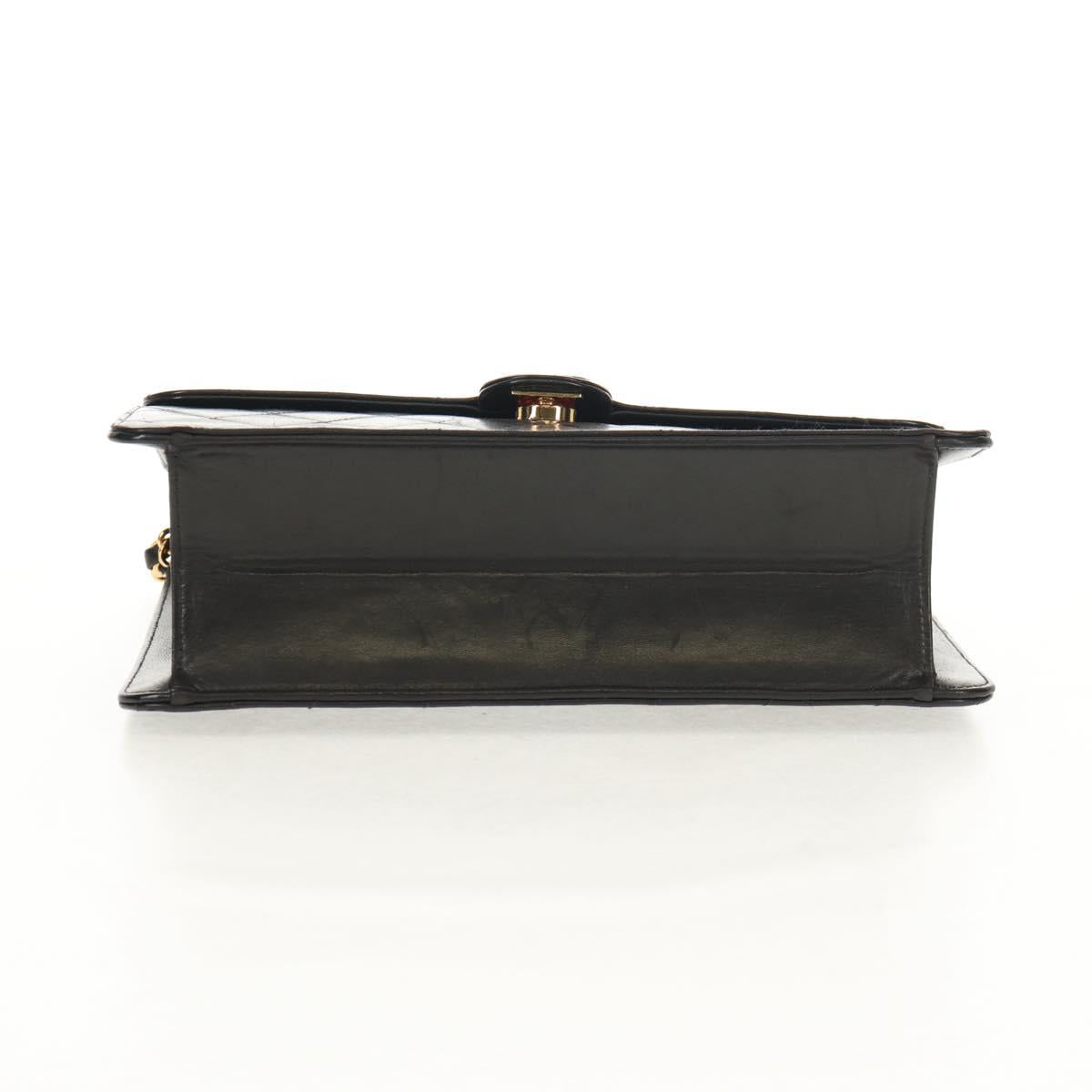 CHANEL Chain Shoulder Bag Lamb Skin Black Gold CC Auth 148654AM