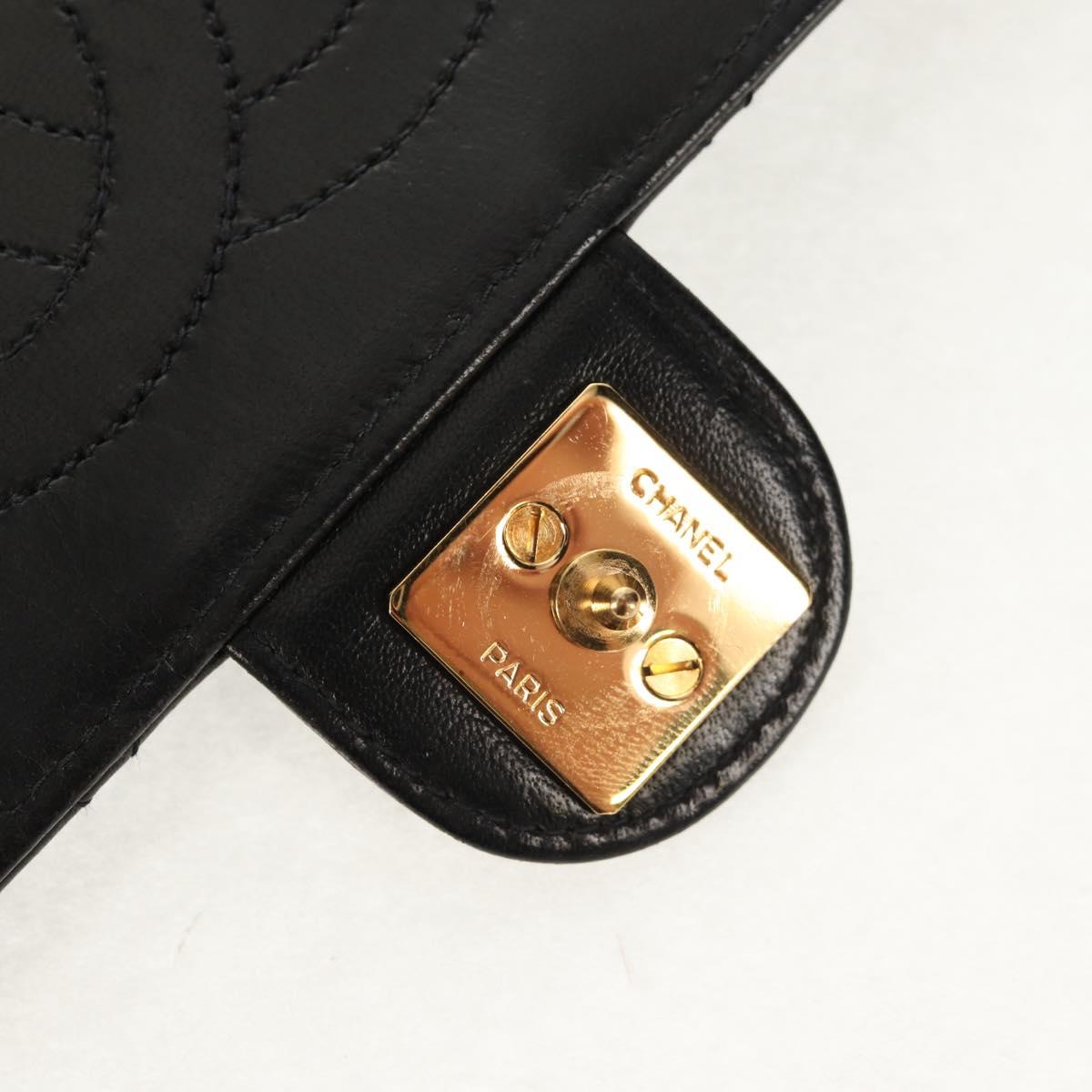 CHANEL Chain Shoulder Bag Lamb Skin Black Gold CC Auth 148654AM