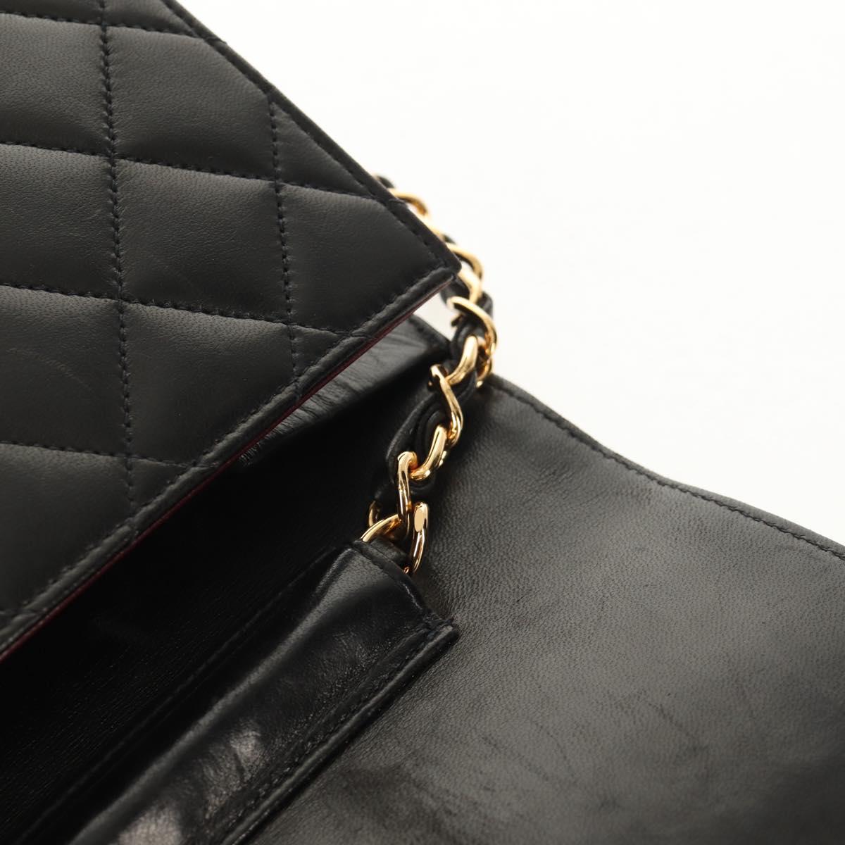 CHANEL Chain Shoulder Bag Lamb Skin Black Gold CC Auth 148654SAM
