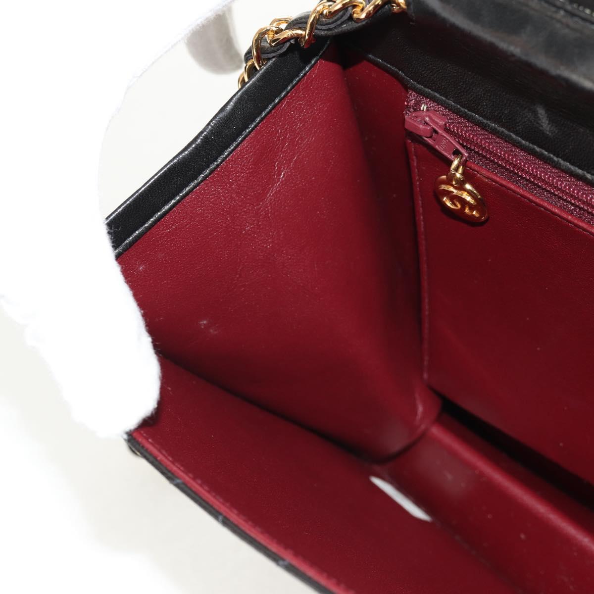 CHANEL Chain Shoulder Bag Lamb Skin Black Gold CC Auth 148654AM