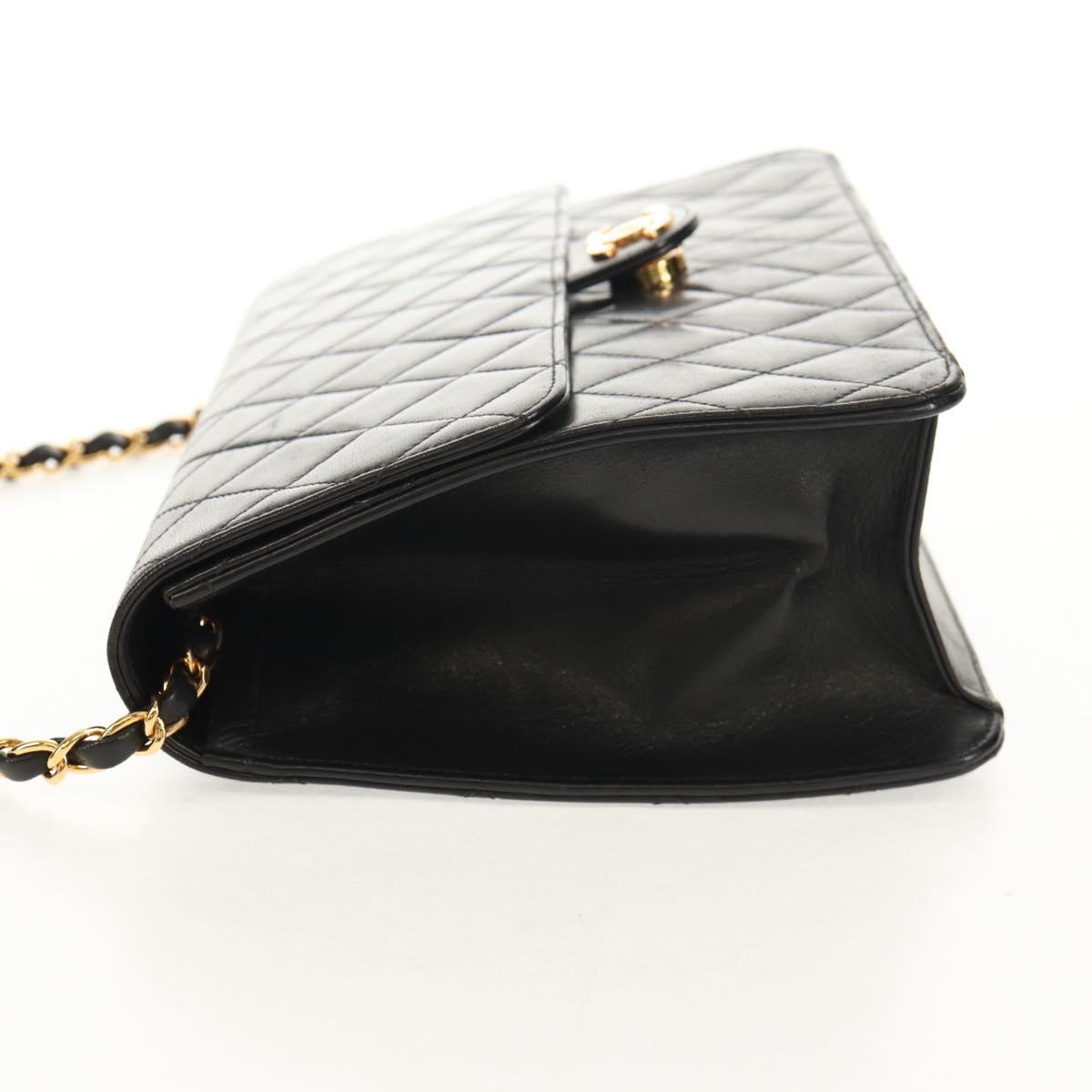 CHANEL Chain Shoulder Bag Lamb Skin Black Gold CC Auth 148654SAM
