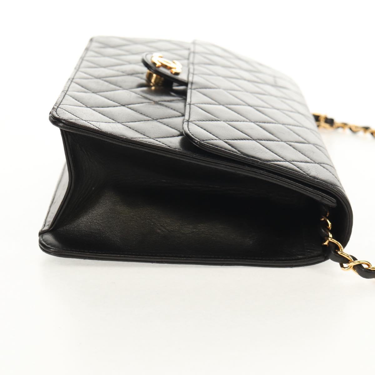 CHANEL Chain Shoulder Bag Lamb Skin Black Gold CC Auth 148654SAM