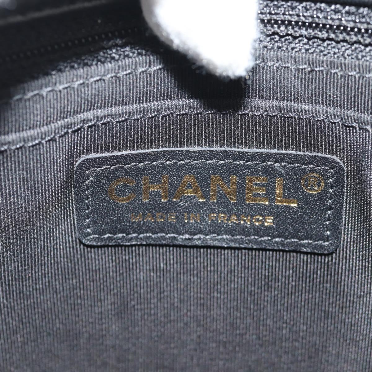 CHANEL Shoulder Bag Lamb Skin Black Gold CC Auth 148655SM