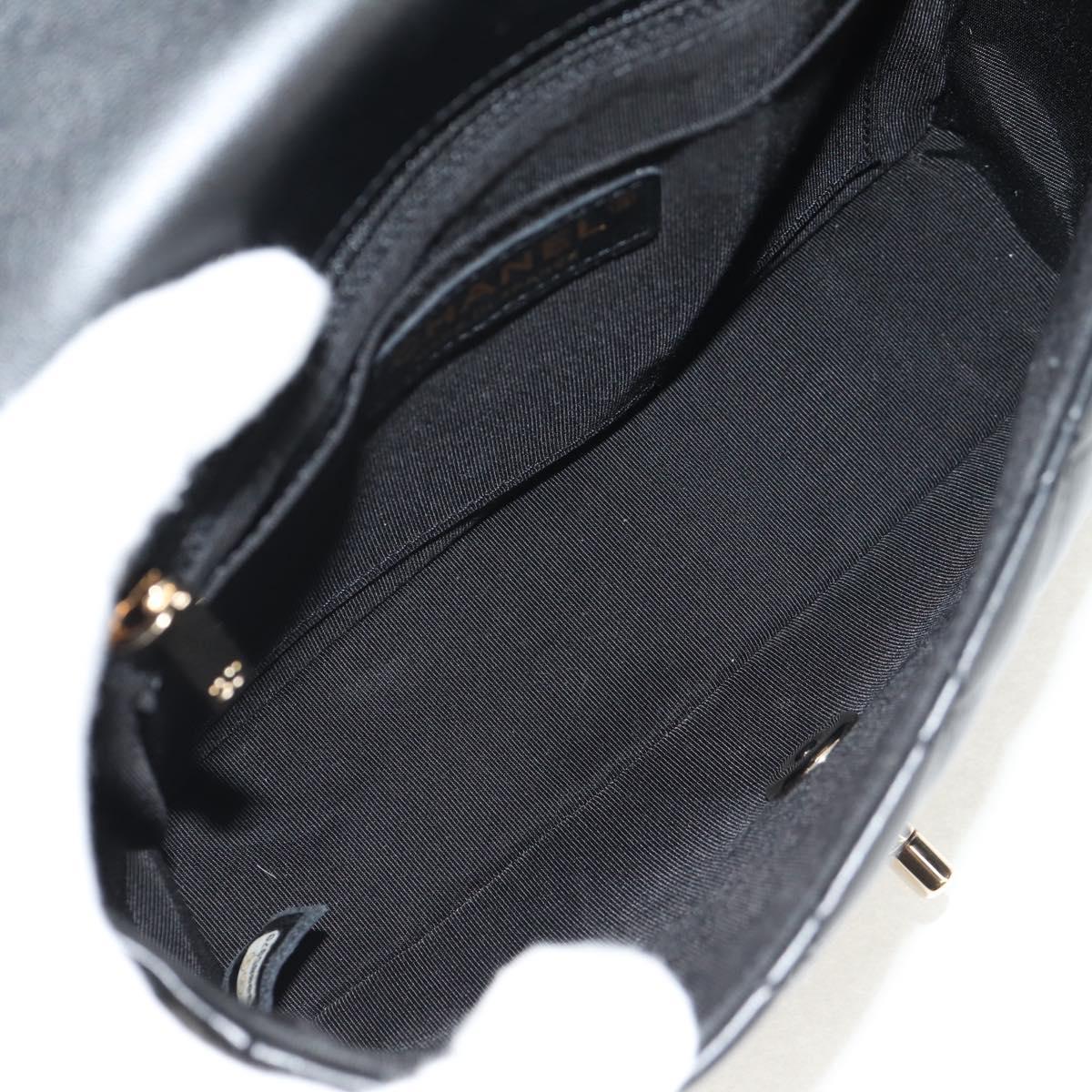 CHANEL Shoulder Bag Lamb Skin Black Gold CC Auth 148655SM