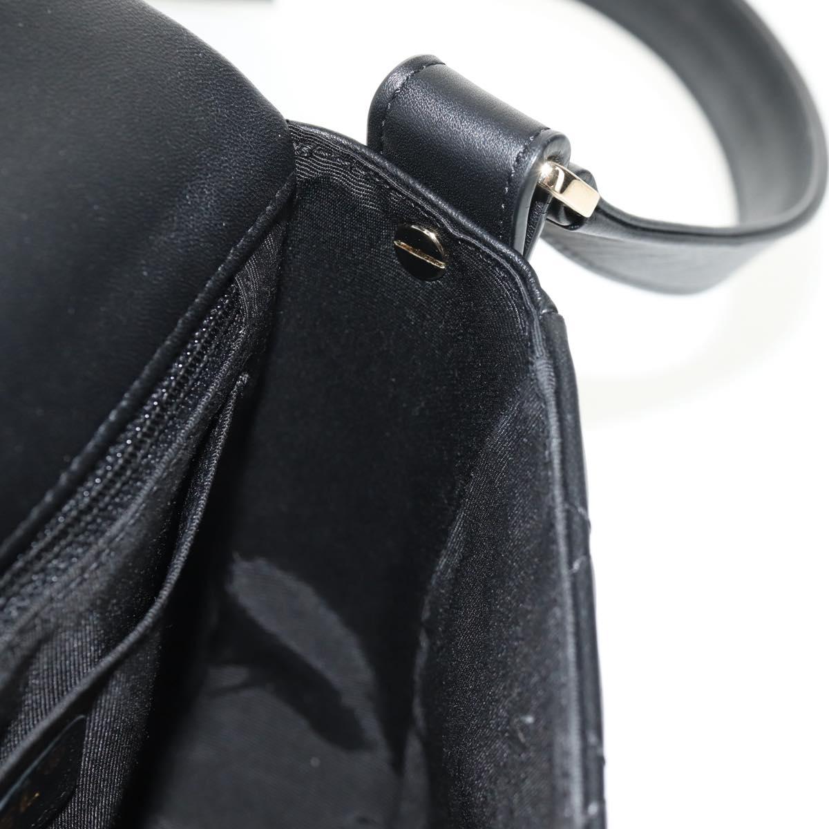 CHANEL Shoulder Bag Lamb Skin Black Gold CC Auth 148655SM