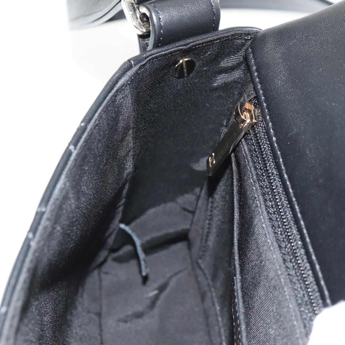 CHANEL Shoulder Bag Lamb Skin Black Gold CC Auth 148655SM