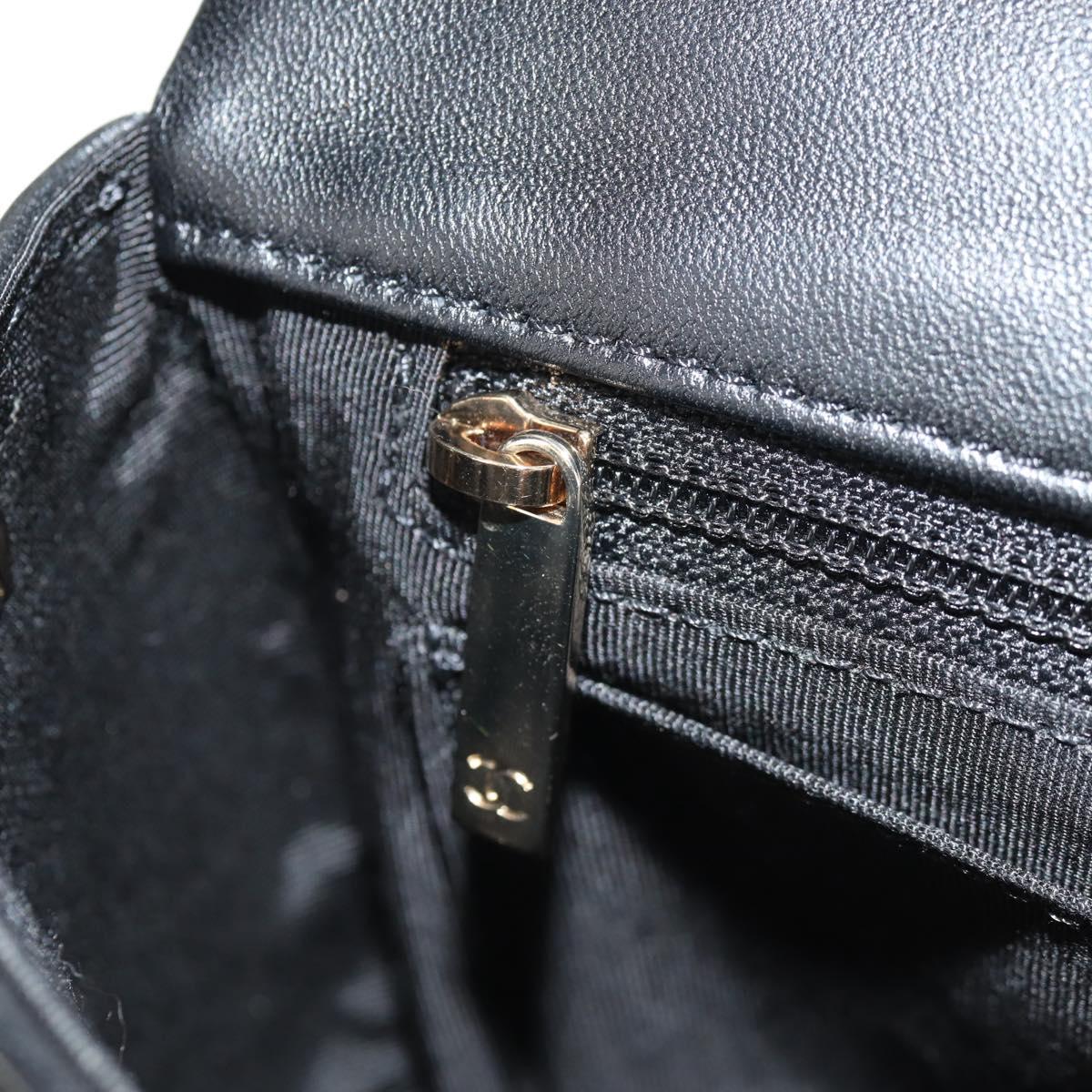 CHANEL Shoulder Bag Lamb Skin Black Gold CC Auth 148655SM