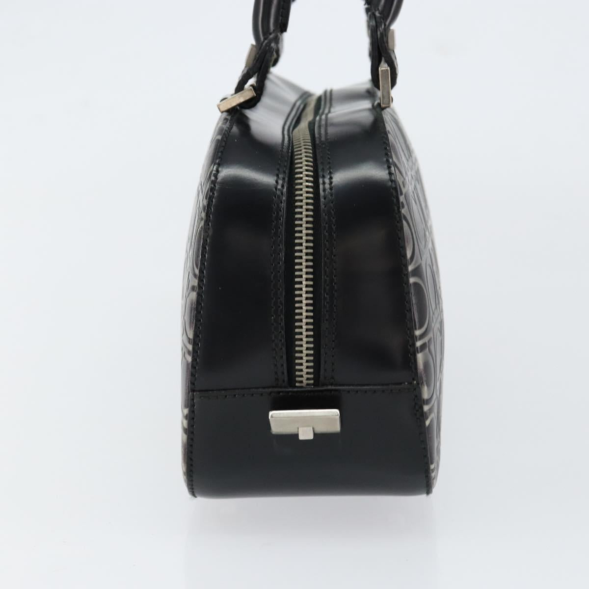Salvatore Ferragamo Hand Bag Leather Black Silver Auth 148656