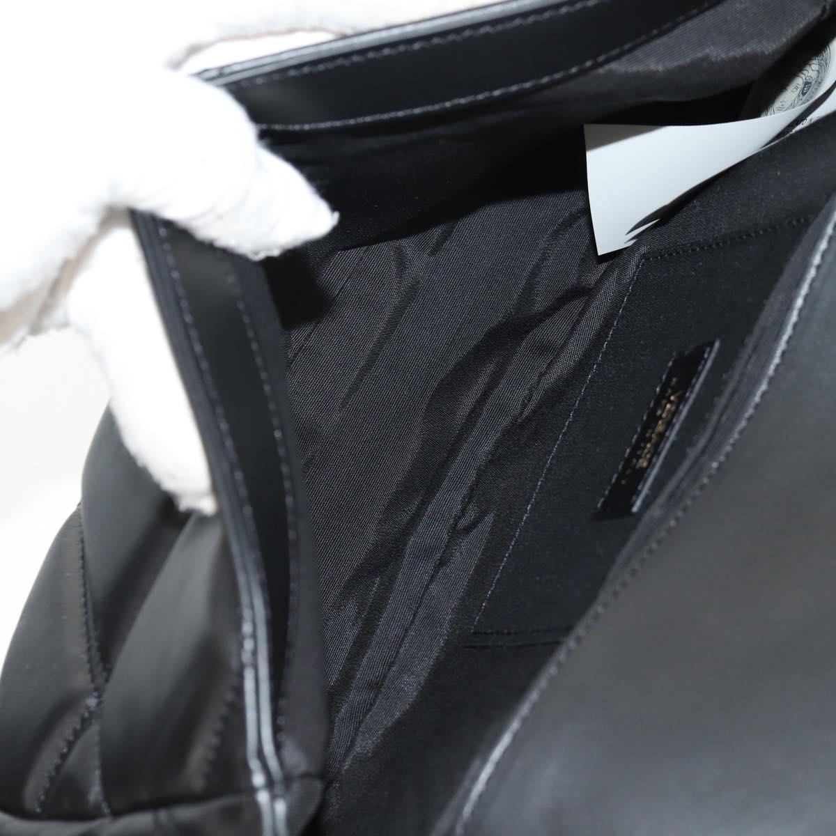 VERSACE Shoulder Bag Leather Black Gold Auth 148667V