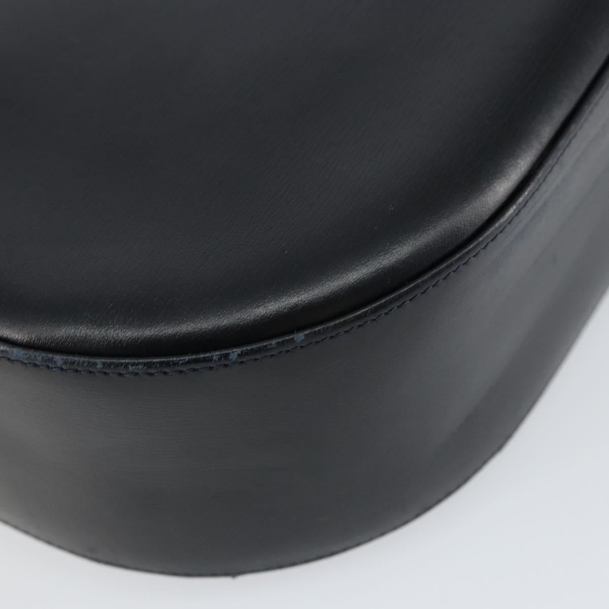 CARTIER Shoulder Bag Leather Black Gold Auth 148672