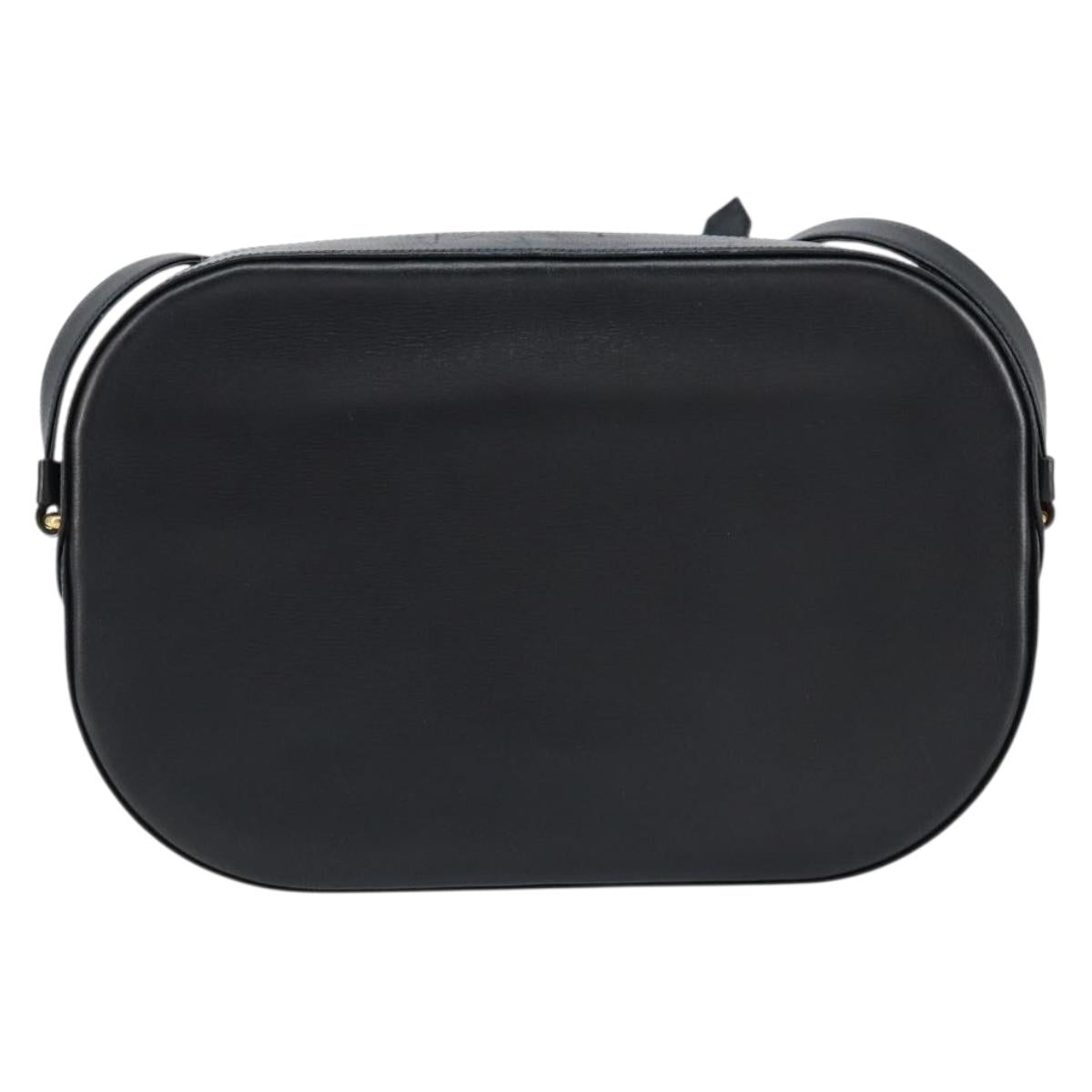 CARTIER Shoulder Bag Leather Black Gold Auth 148672