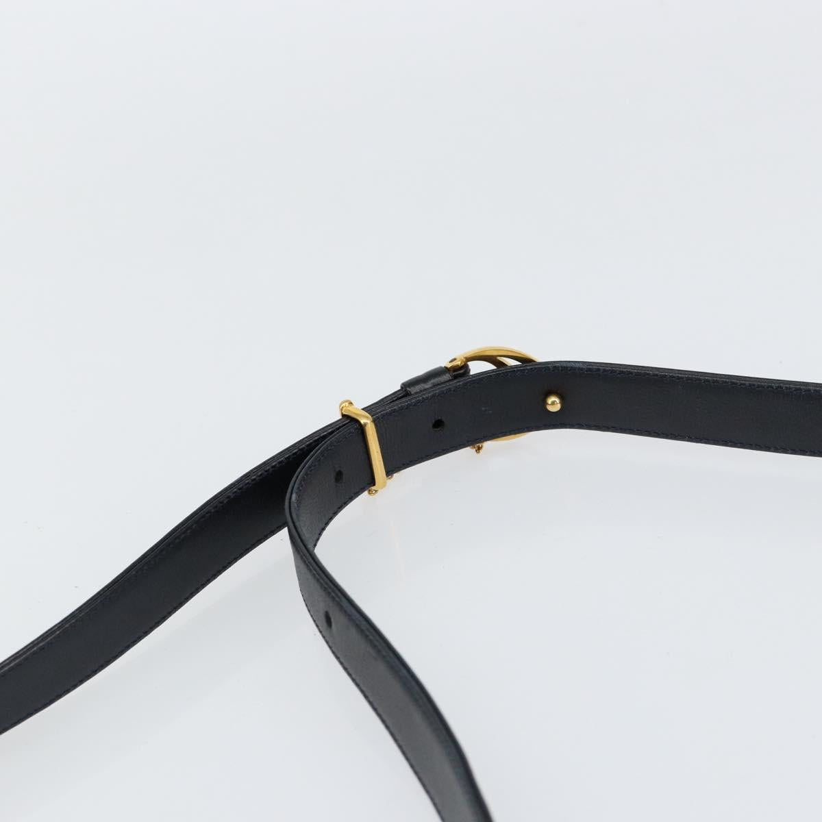 CARTIER Shoulder Bag Leather Black Gold Auth 148672