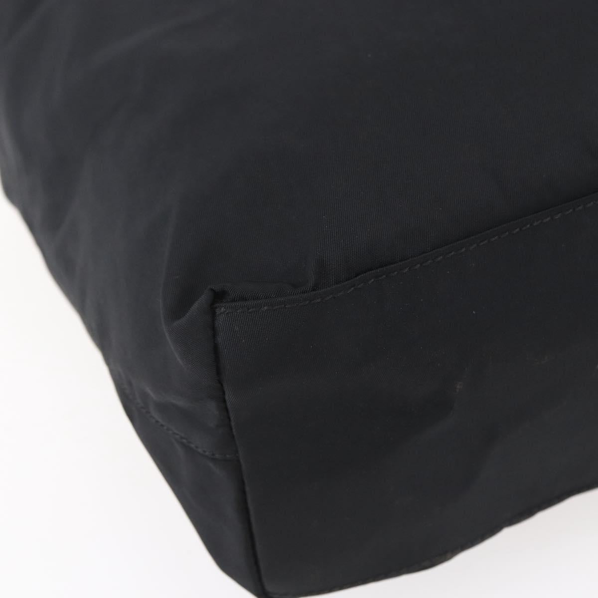 PRADA Semi Shoulder Bag Nylon Black Silver Auth 148673