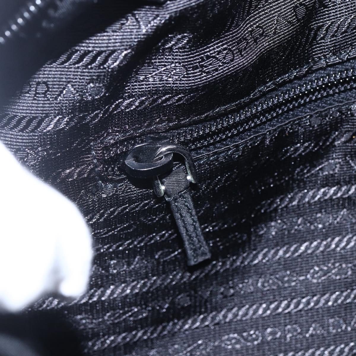 PRADA Semi Shoulder Bag Nylon Black Silver Auth 148673