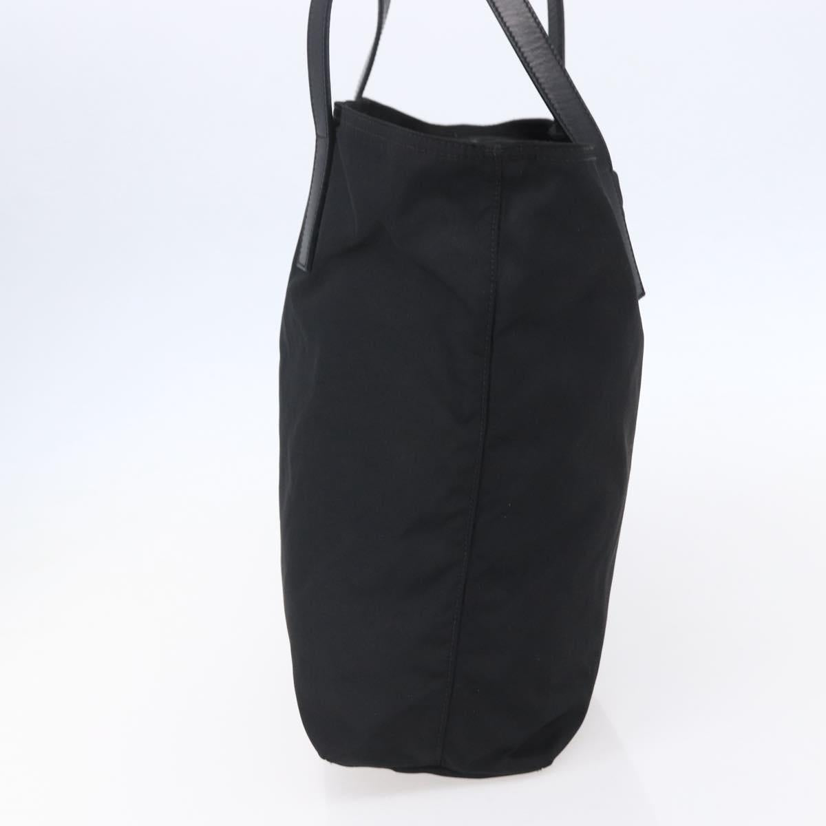 PRADA Semi Shoulder Bag Nylon Black Silver Auth 148673