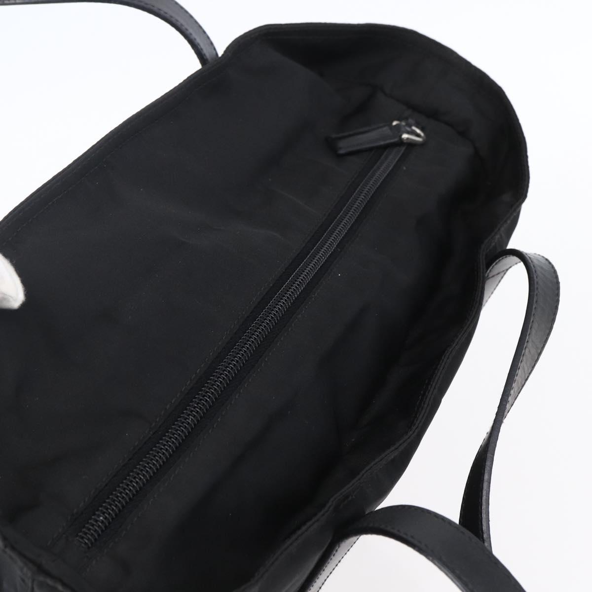 PRADA Semi Shoulder Bag Nylon Black Silver Auth 148673