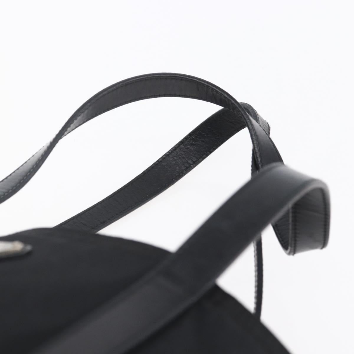 PRADA Semi Shoulder Bag Nylon Black Silver Auth 148673