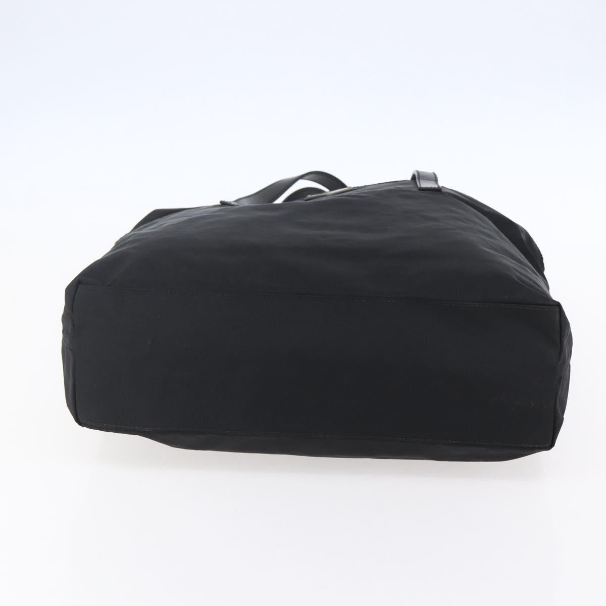 PRADA Semi Shoulder Bag Nylon Black Silver Auth 148673