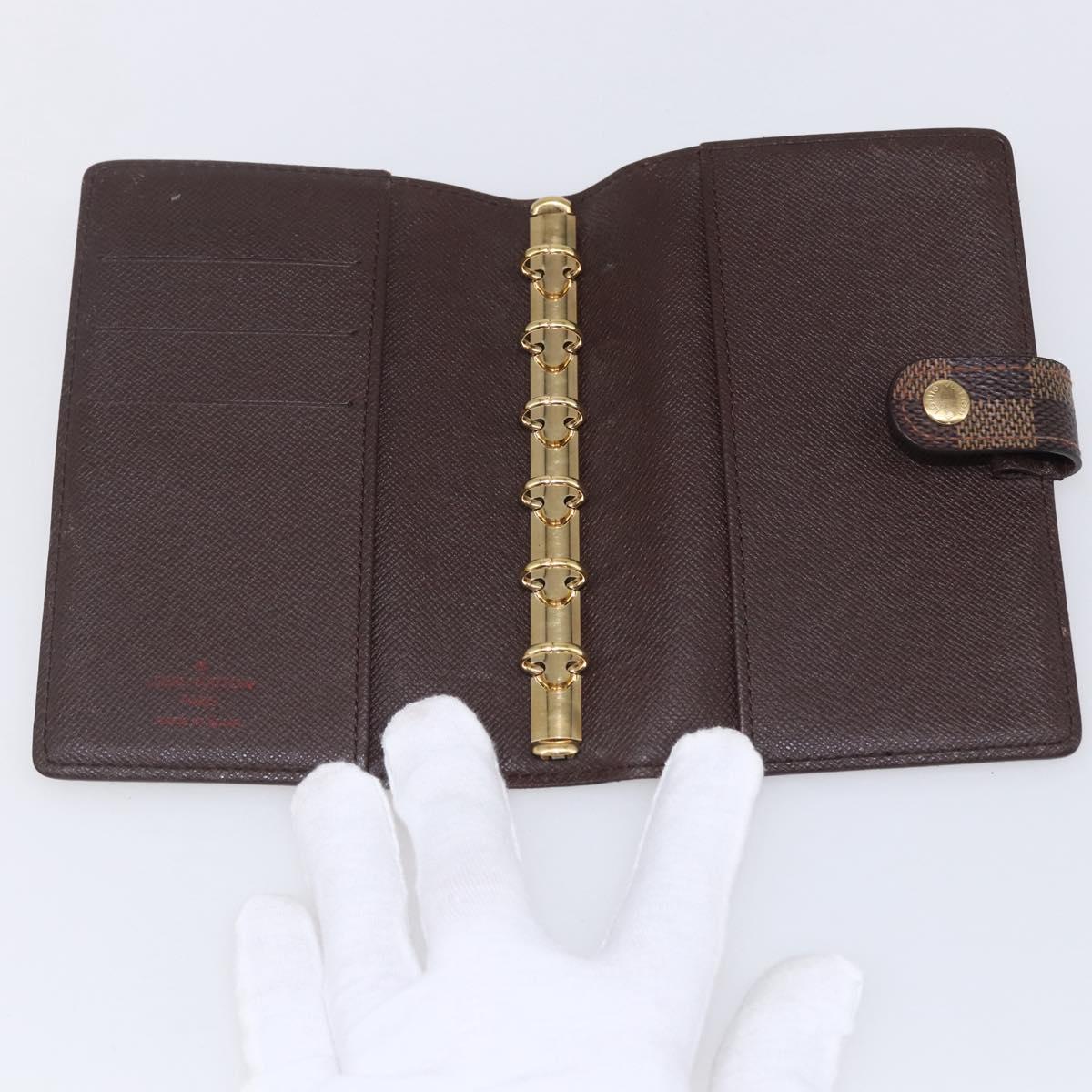 LOUIS VUITTON Damier Ebene Agenda PM Day Planner Cover R20700 LV Auth 148674
