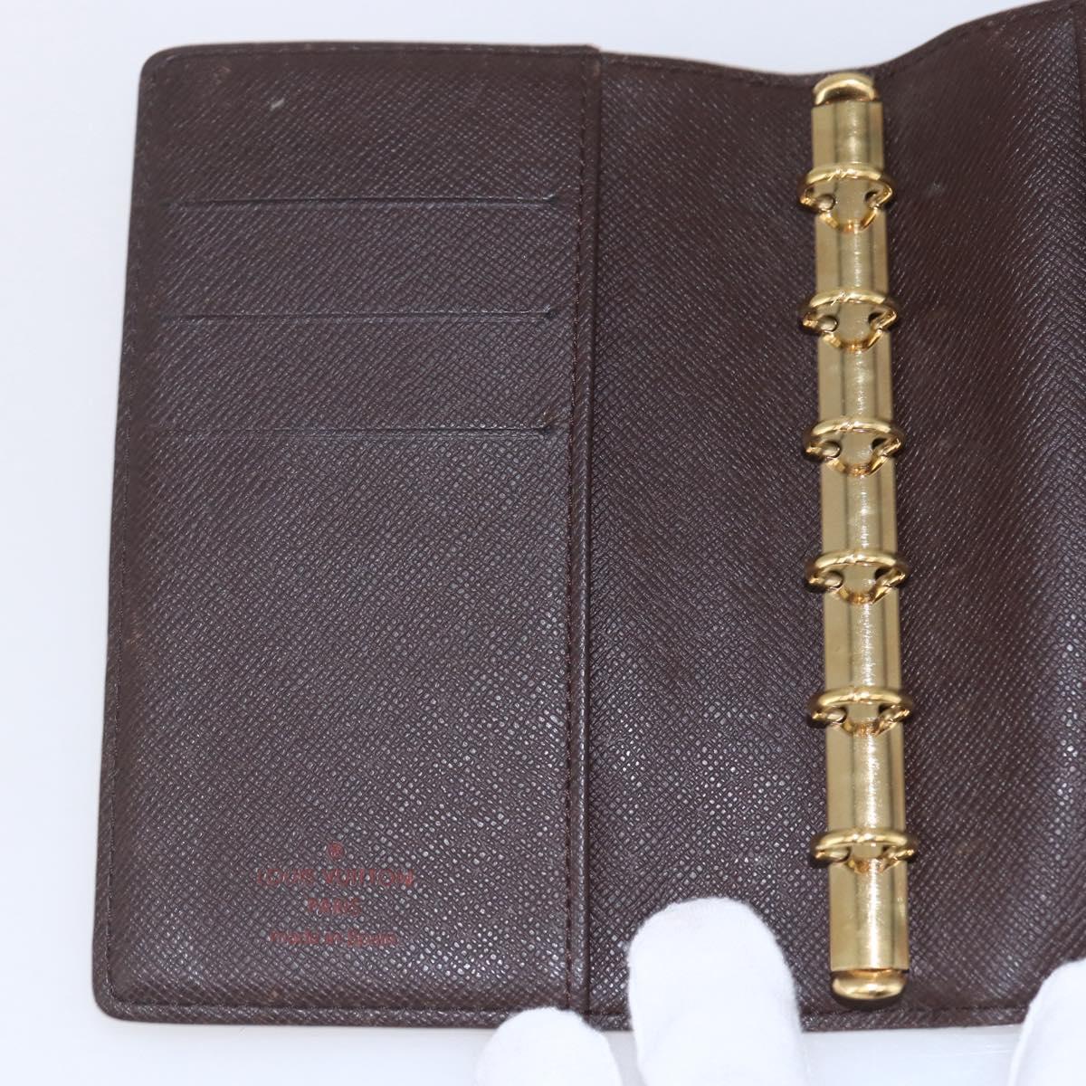 LOUIS VUITTON Damier Ebene Agenda PM Day Planner Cover R20700 LV Auth 148674