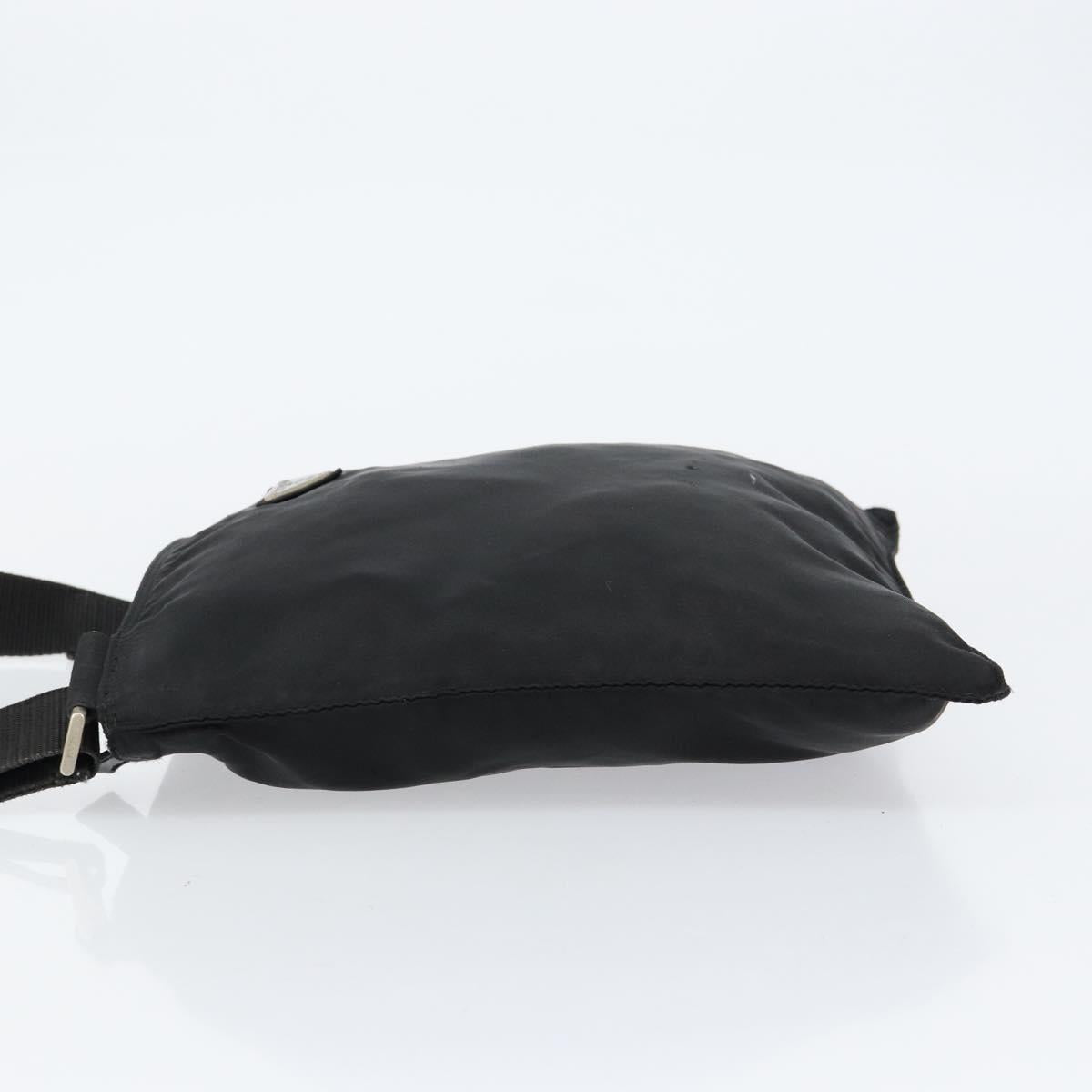 PRADA Shoulder Bag Nylon Black Silver Auth 148676