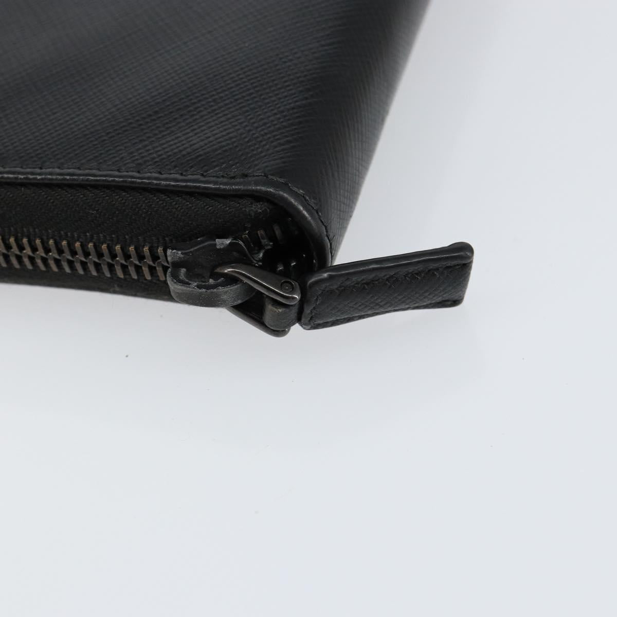 PRADA Round Wallet Safiano leather Black 2ML220 Auth 148677