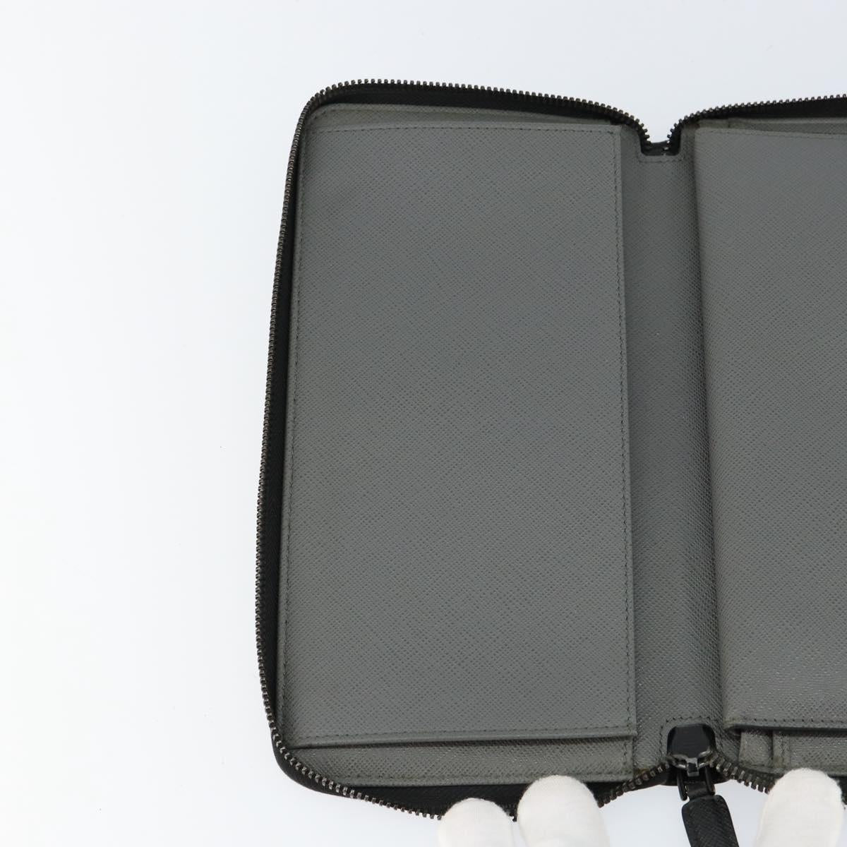 PRADA Round Wallet Safiano leather Black 2ML220 Auth 148677