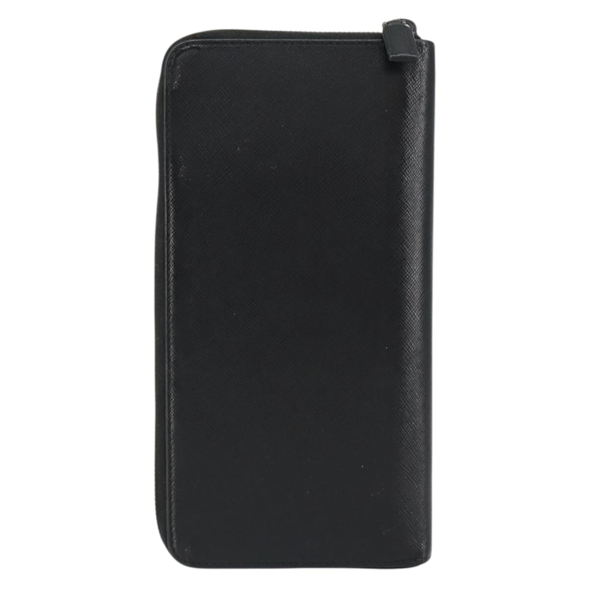 PRADA Round Wallet Safiano leather Black 2ML220 Auth 148677