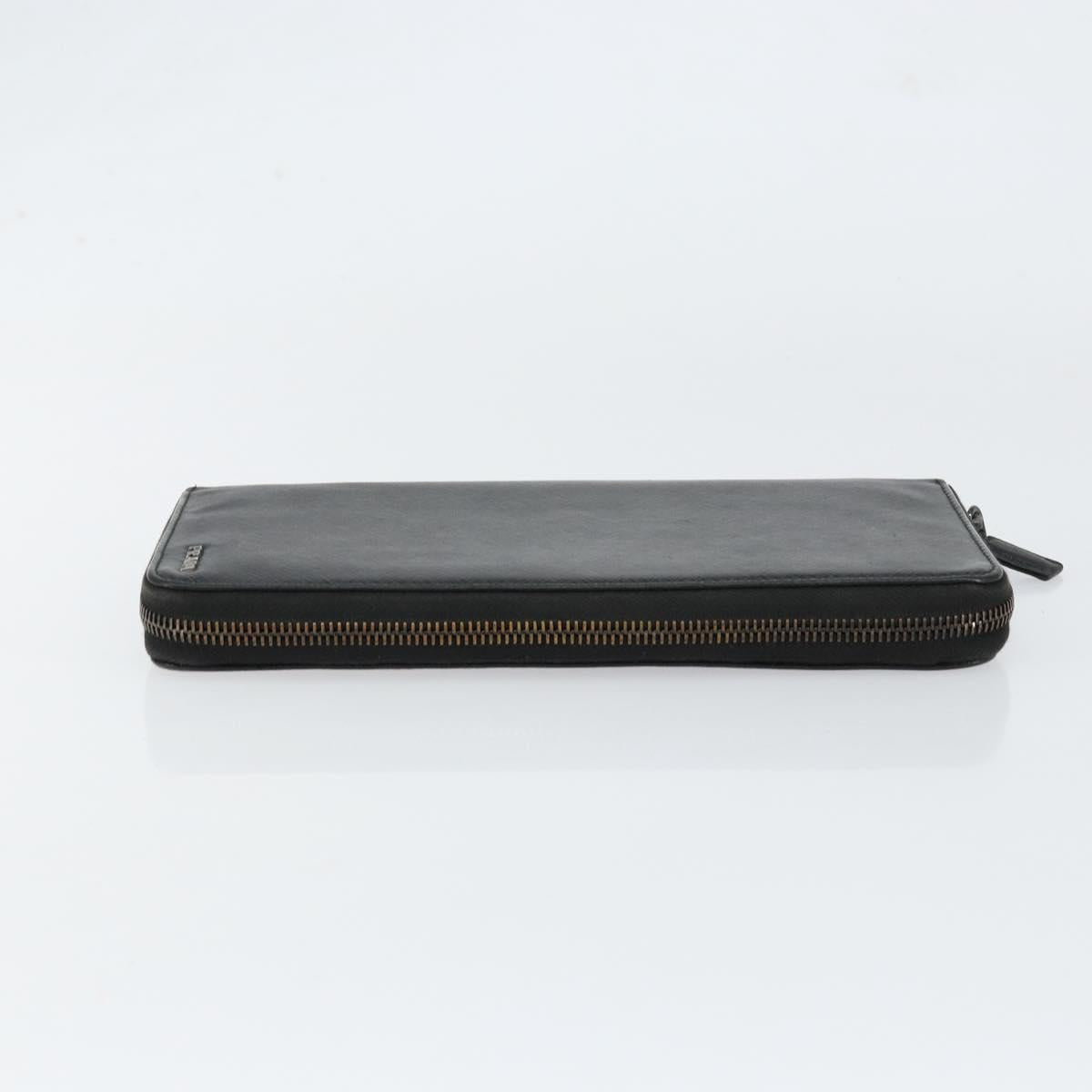 PRADA Round Wallet Safiano leather Black 2ML220 Auth 148677