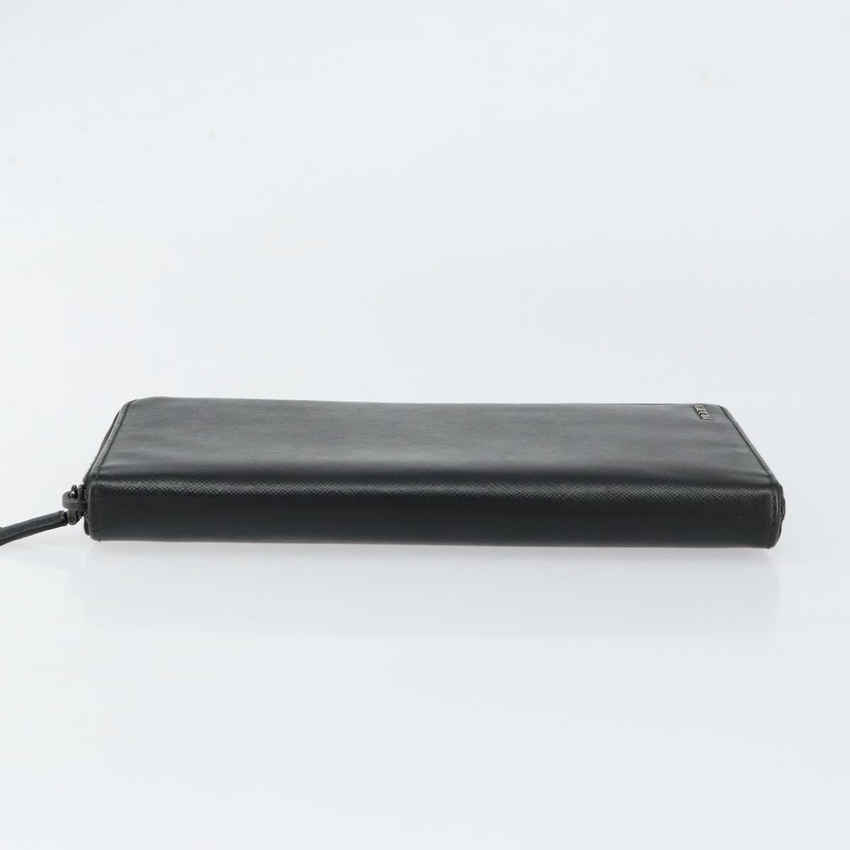 PRADA Round Wallet Safiano leather Black 2ML220 Auth 148677