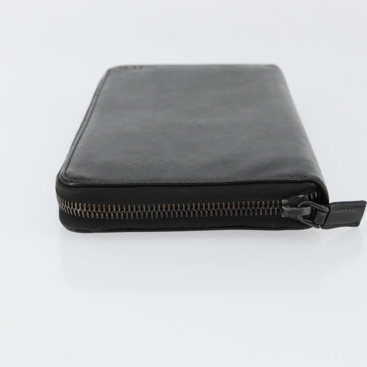 PRADA Round Wallet Safiano leather Black 2ML220 Auth 148677