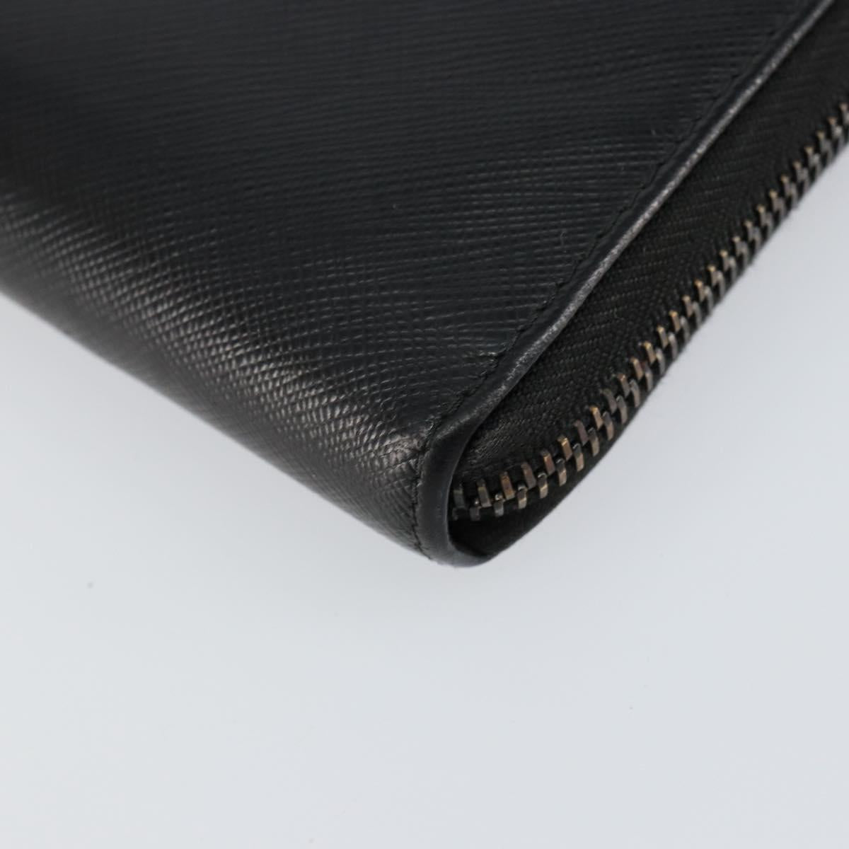PRADA Round Wallet Safiano leather Black 2ML220 Auth 148677