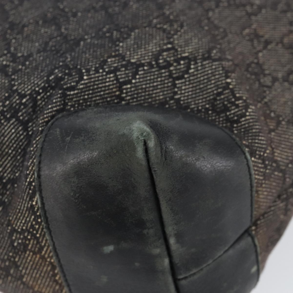 GUCCI GG Canvas Shoulder Bag Black Silver 34339 Auth 148680