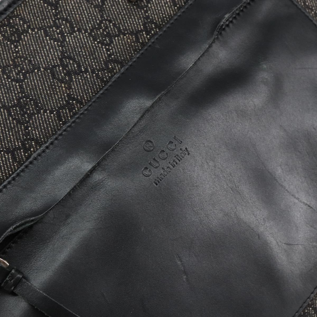 GUCCI GG Canvas Shoulder Bag Black Silver 34339 Auth 148680