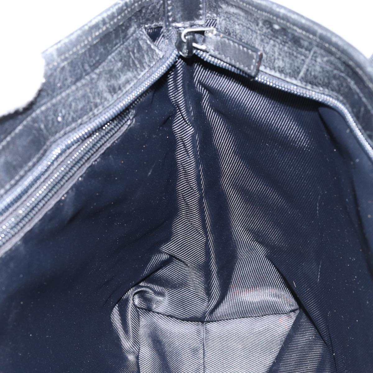 GUCCI GG Canvas Shoulder Bag Black Silver 34339 Auth 148680