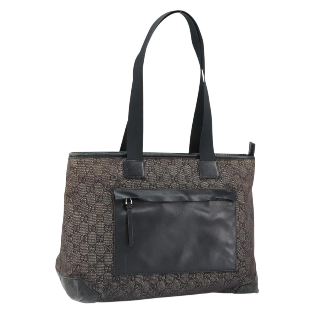 GUCCI GG Canvas Shoulder Bag Black Silver 34339 Auth 148680
