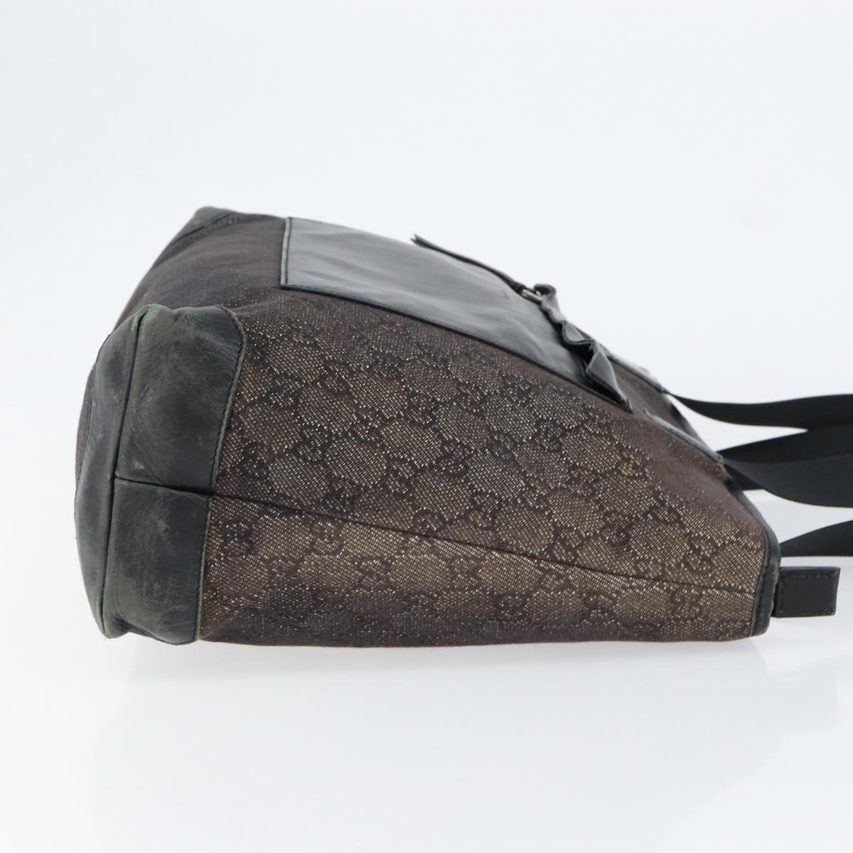 GUCCI GG Canvas Shoulder Bag Black Silver 34339 Auth 148680