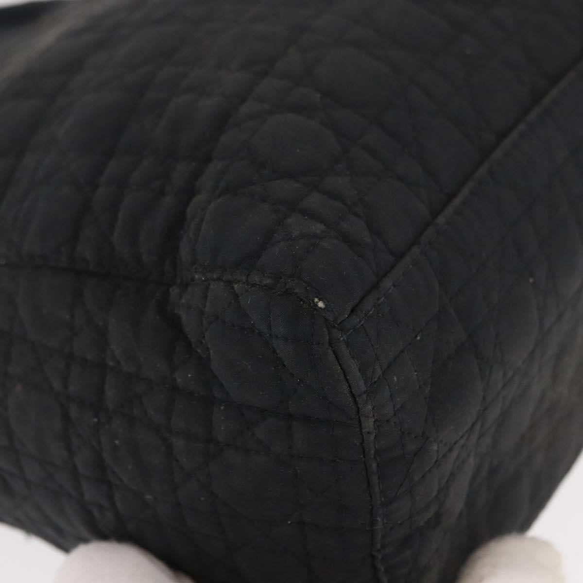 Christian Dior Canage Lady Dior Hand Bag Nylon Black Gold Auth 148681