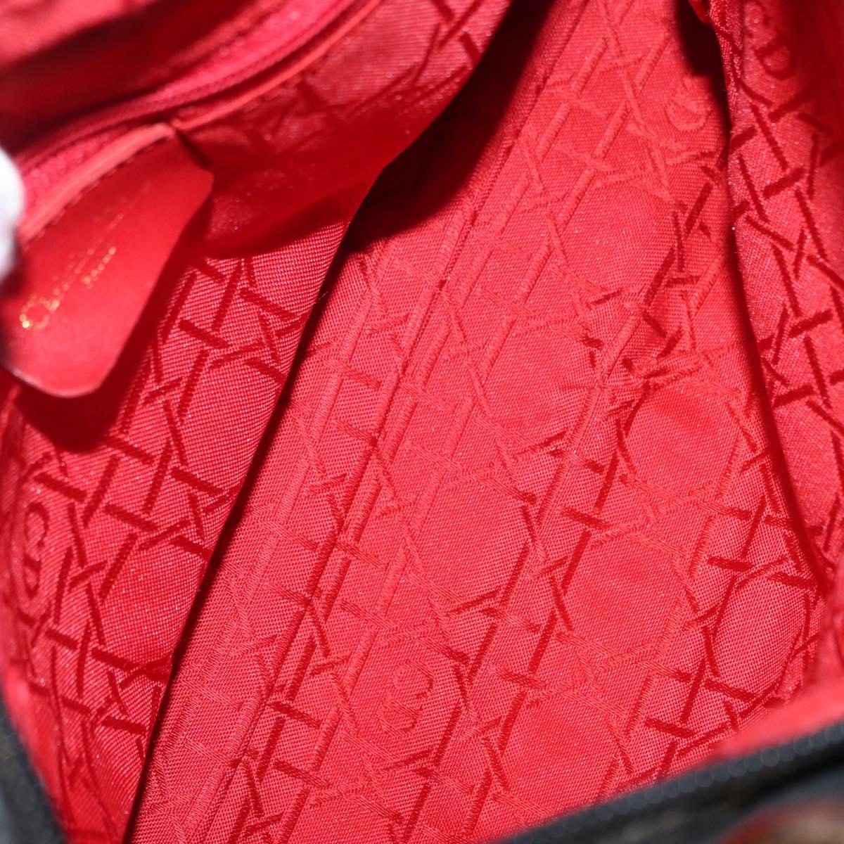 Christian Dior Canage Lady Dior Hand Bag Nylon Black Gold Auth 148681