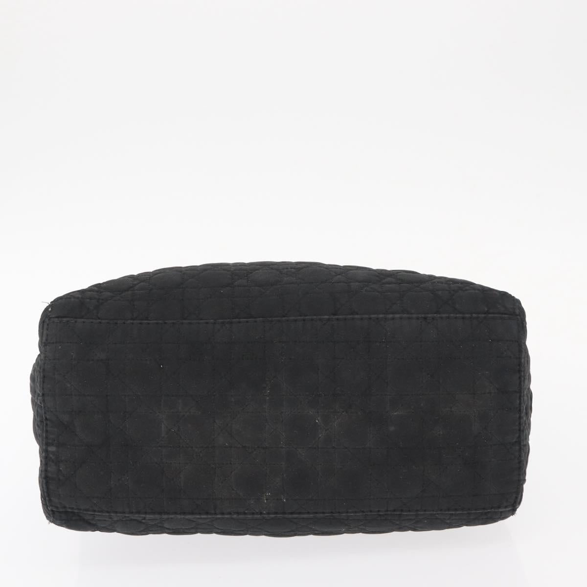 Christian Dior Canage Lady Dior Hand Bag Nylon Black Gold Auth 148681