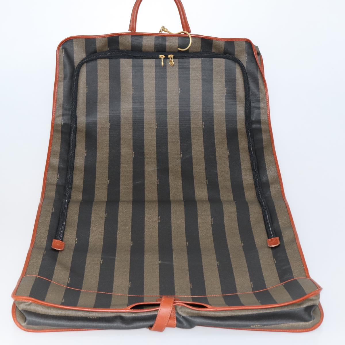FENDI Pecan Canvas Garment Cover PVC Black Brown Auth 148683