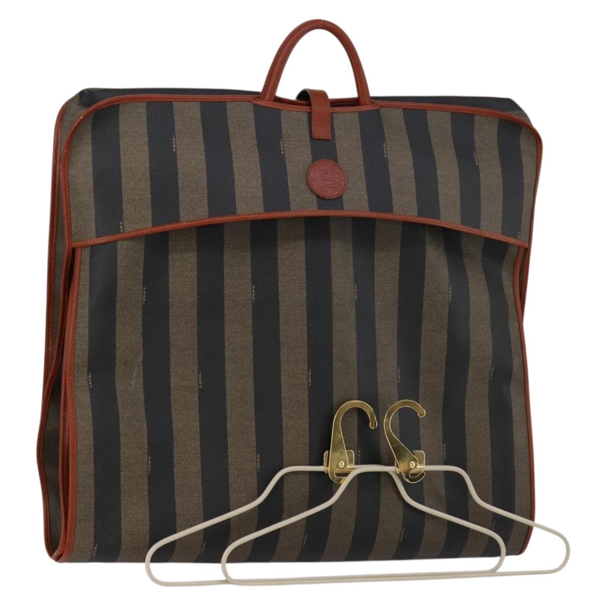 FENDI Pecan Canvas Garment Cover PVC Black Brown Auth 148683