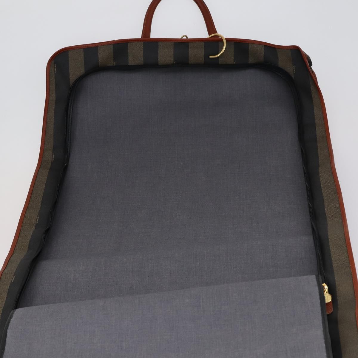 FENDI Pecan Canvas Garment Cover PVC Black Brown Auth 148683