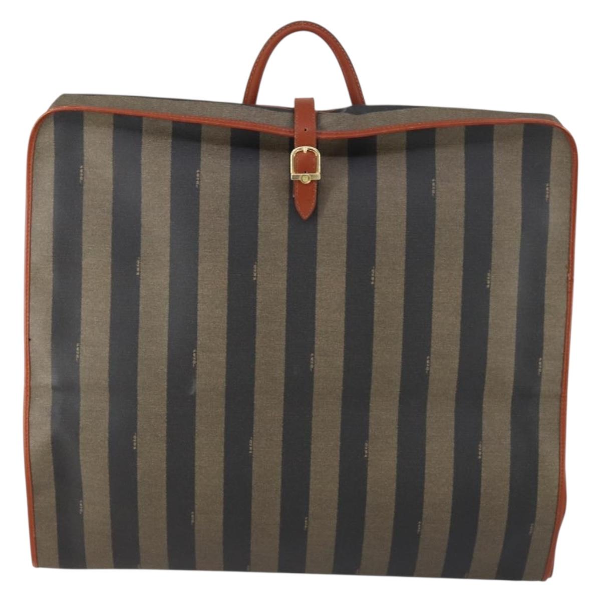 FENDI Pecan Canvas Garment Cover PVC Black Brown Auth 148683