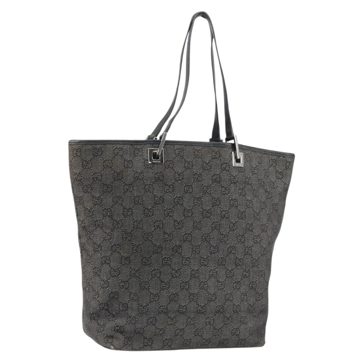 GUCCI GG Canvas Shoulder Bag Black Silver 31243 Auth 148685