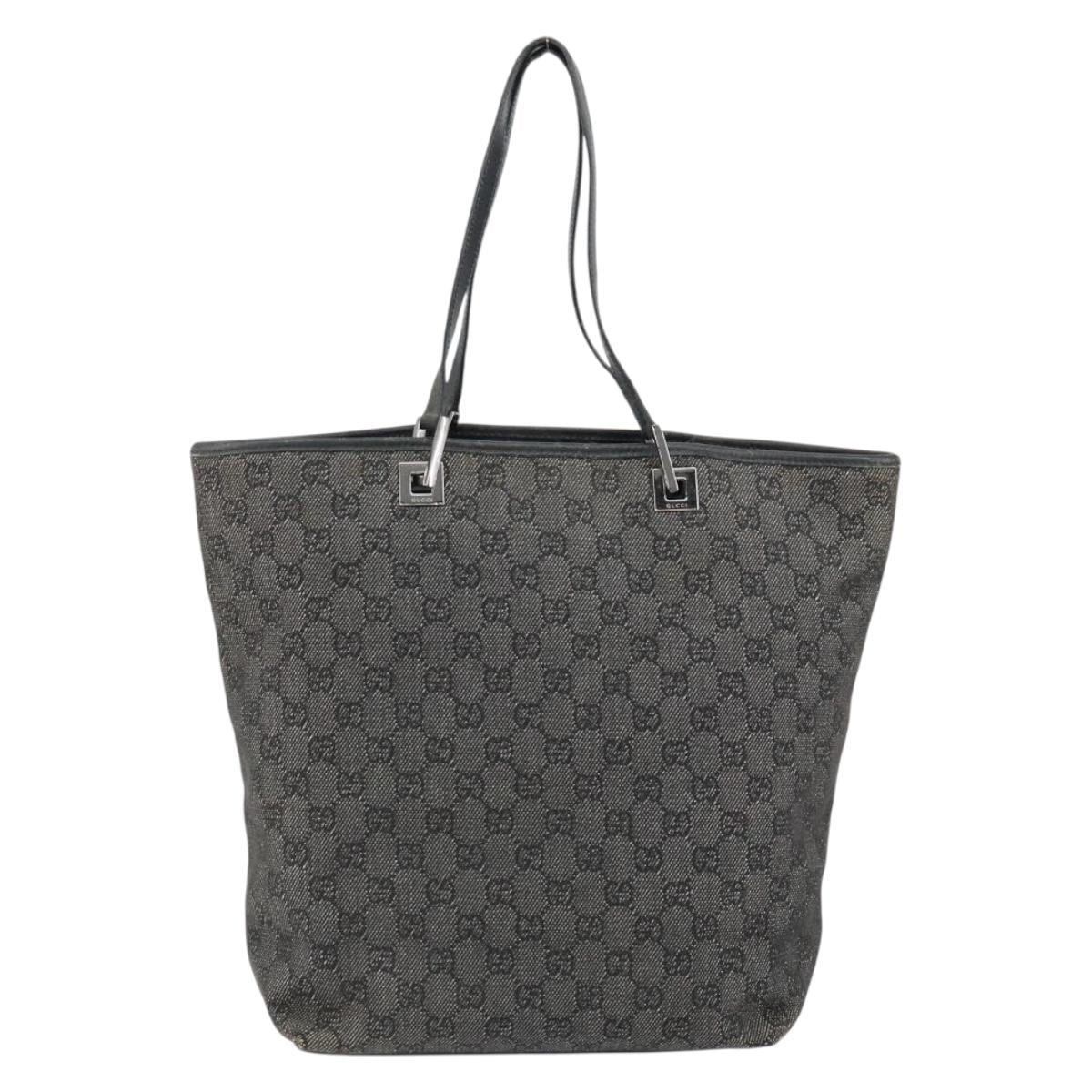GUCCI GG Canvas Shoulder Bag Black Silver 31243 Auth 148685