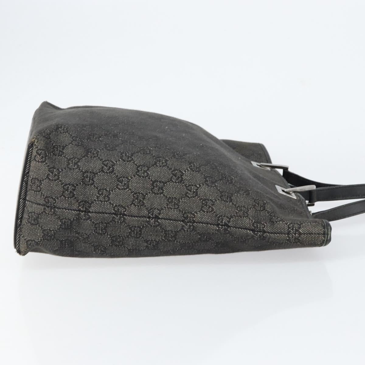 GUCCI GG Canvas Shoulder Bag Black Silver 31243 Auth 148685