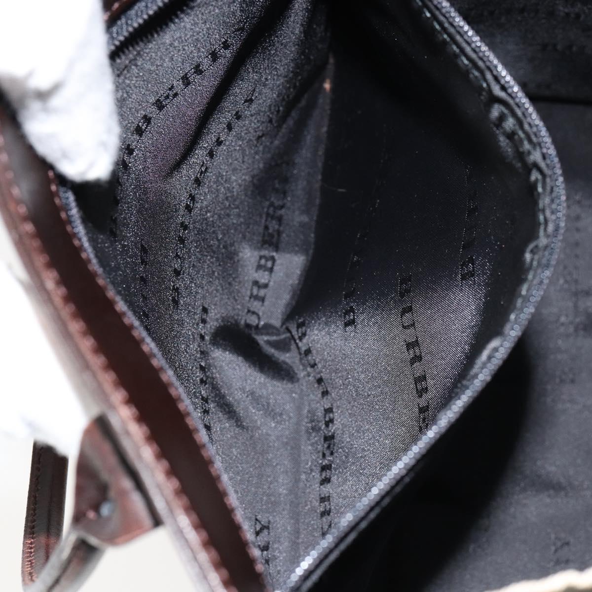 BURBERRY Nova Check Hand Bag Canvas Beige Silver Auth 148686