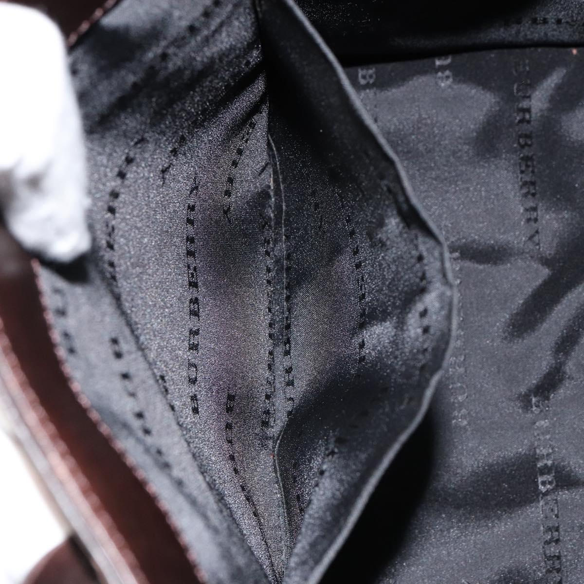 BURBERRY Nova Check Hand Bag Canvas Beige Silver Auth 148686